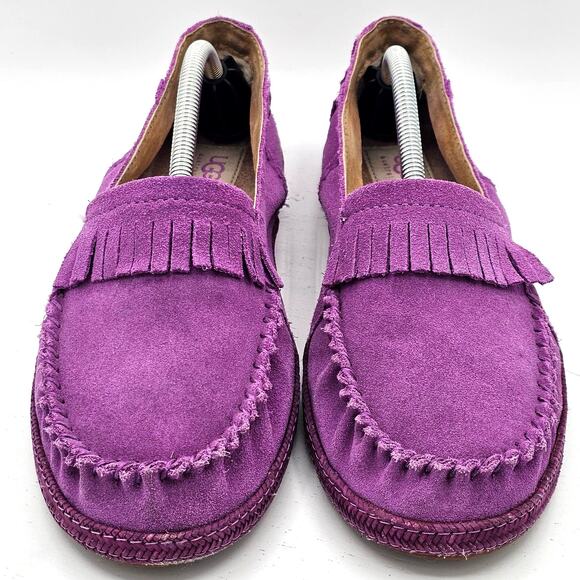 Fringe Embellished UGG Australia Purple Moccasins - Size 6 - Picture 3 of 6